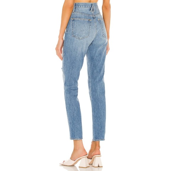 NWT SLVRLAKE Women's Beatnik High Rise Distressed Slim Straight Jeans Size 28 - Picture 5 of 11